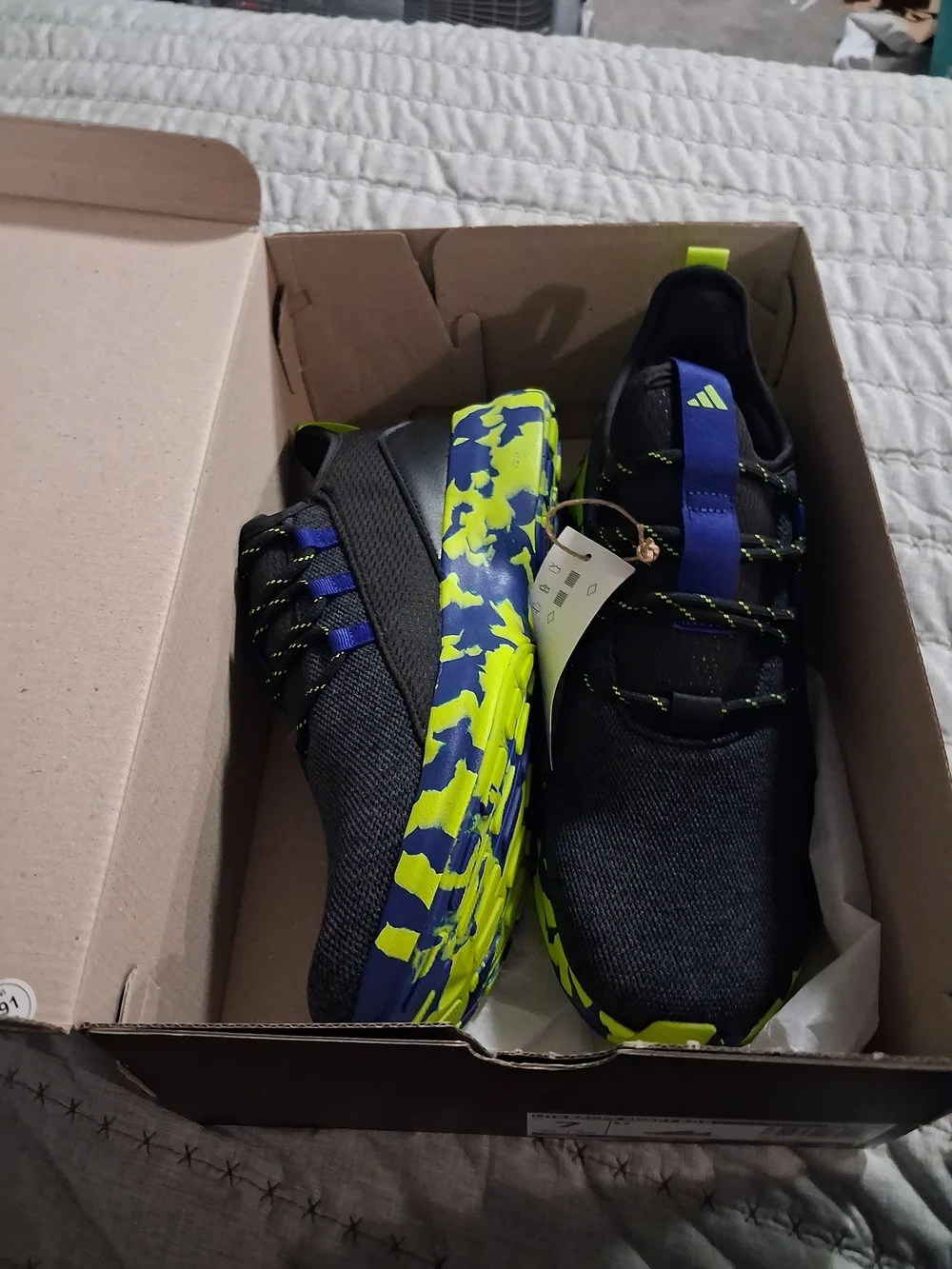 adidas Kids Lite Racer Adapt 8 Athletic Shoes - Black & Blue